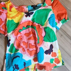 J Crew Colorful Floral Blouse